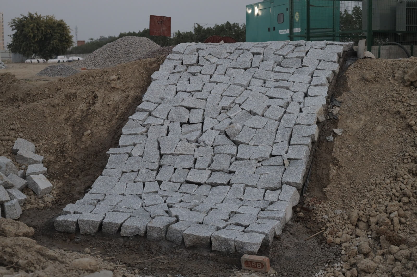 Stone Pitching mock up for Pond